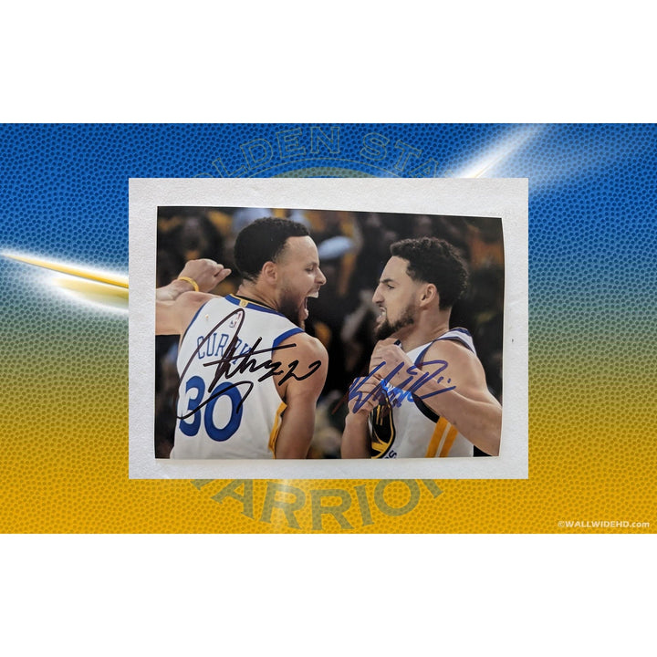 Stephan Curry and Klay Thompson Golden State Warriors  5x7 photo signed with proof Awesome Artifacts