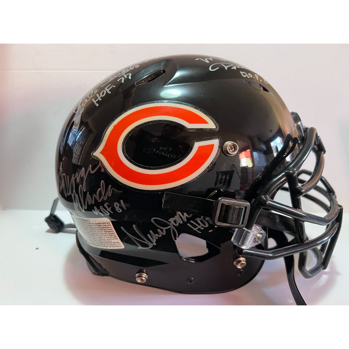 Chicago Bears Dick Butkus Gale Sayers George Atkins Mike Ditka Stan Jones Dan Hampton Mike Singletary Schutt pro model helmet signed