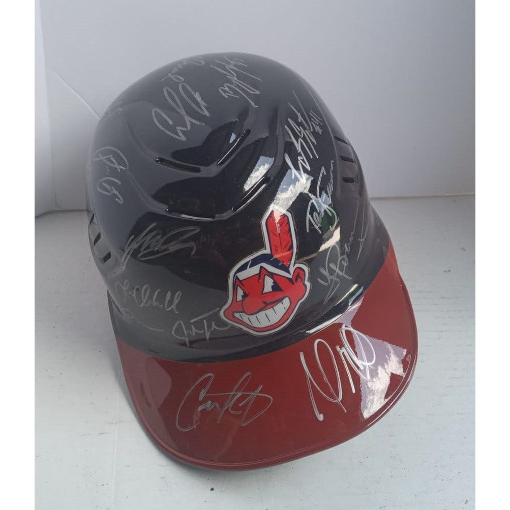 Francisco Lindor Terry Francona Cleveland Indians American League champions 2016 team signed batting helmet