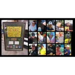 Load image into Gallery viewer, Tiger Woods Sam Sneed Jack Nicklaus Arnold Palmer 37 Masters champions signed and framed Masters flag with proof
