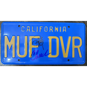 Richard "Cheech" Marin and Tommy Chong MUF DVR metal license plate signed with proof
