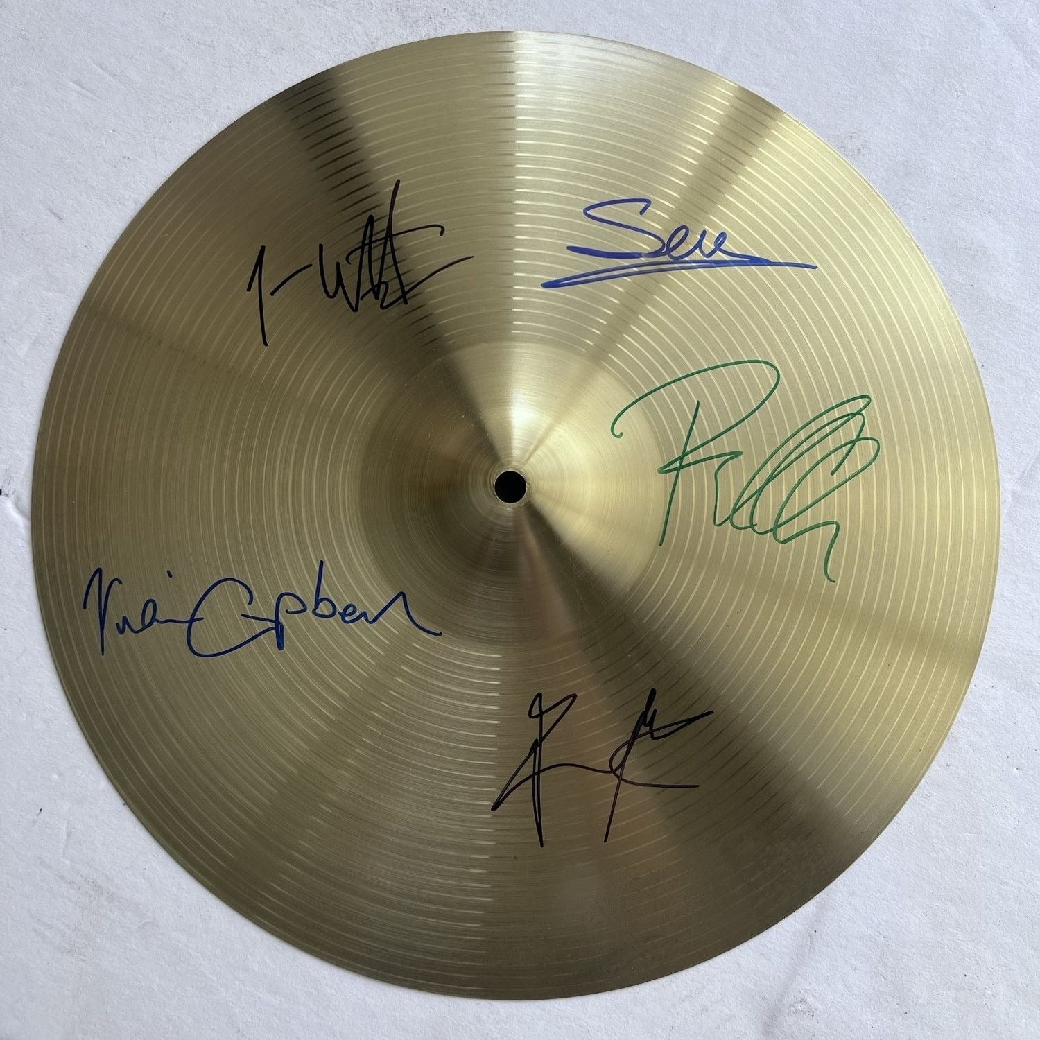 Vivian Campbell Rick Allen Joe Elliott Def Leppard band signed 18" cymbal with proof