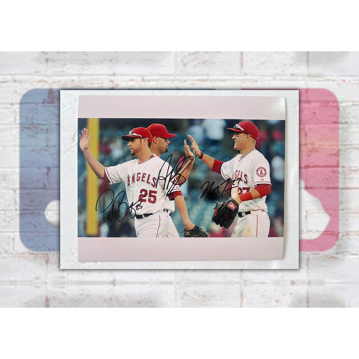 Mike Trout, Albert Pujols, Peter Borges 8x10 photo signed with proof