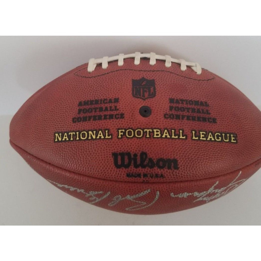 Bart Starr, John Elway, Joe Montana 15 NFL Hall of Fame quarterbacks NFL game football signed with proof with free case