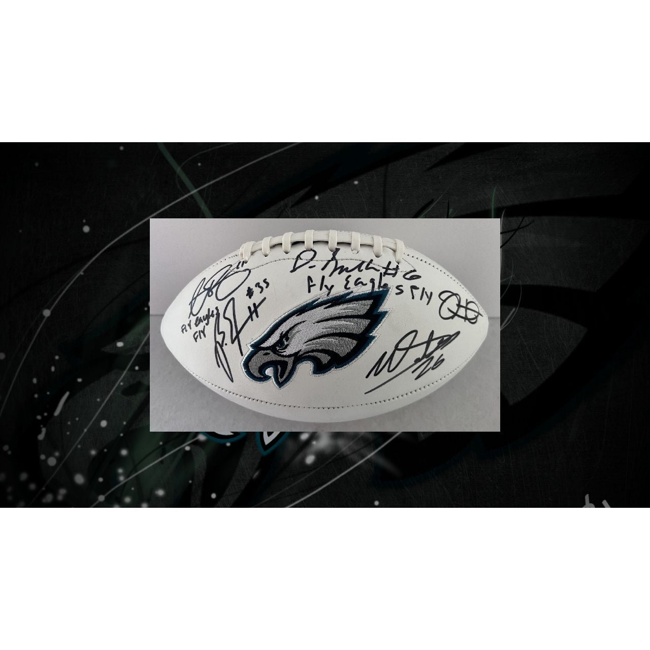 Awesome Artifacts Philadelphia Eagles 2022-23 Jalen Hurts, A.J. Brown, DeVonta Smith Team Signed Official Jalen Hurts Jersey with Proof by Awesome Artifact