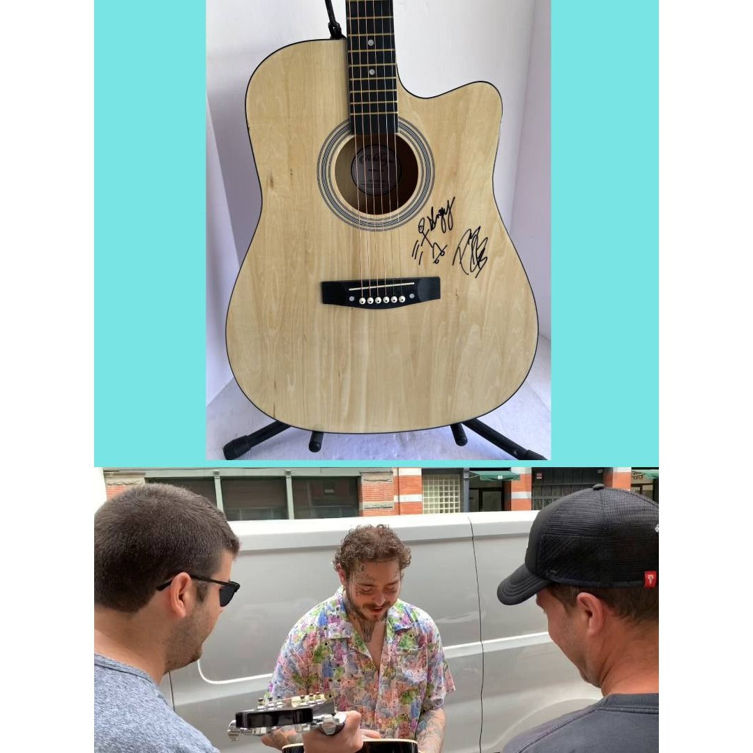 Post Malone" Austin Richard  signed and sketched one of a kind full size acoustic guitar signed with proof