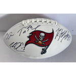 Load image into Gallery viewer, Tampa Bay Buccaneers full size football Tom Brady Rob Gronkowski Mike Evans Bruce Arians signed with proof
