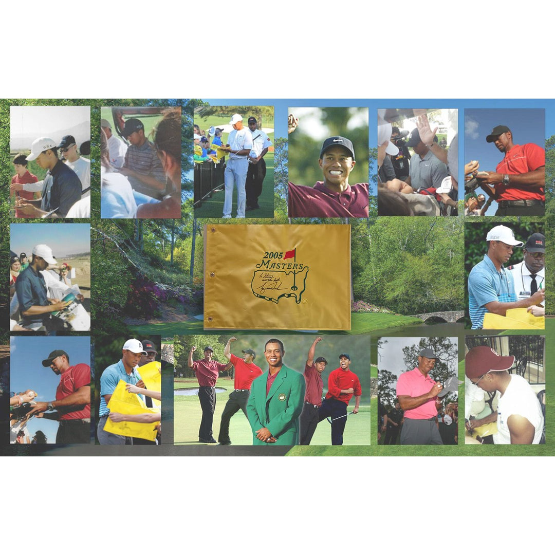 Tiger Woods "To Steve all the best" 2005 Masters Golf pin flag signed with proof