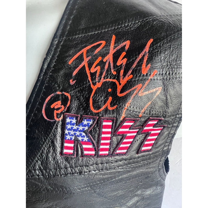 Kiss, Gene Simmons, Paul Stanley, Peter Chris, Ace Frehley size 2XL vest signed with proof