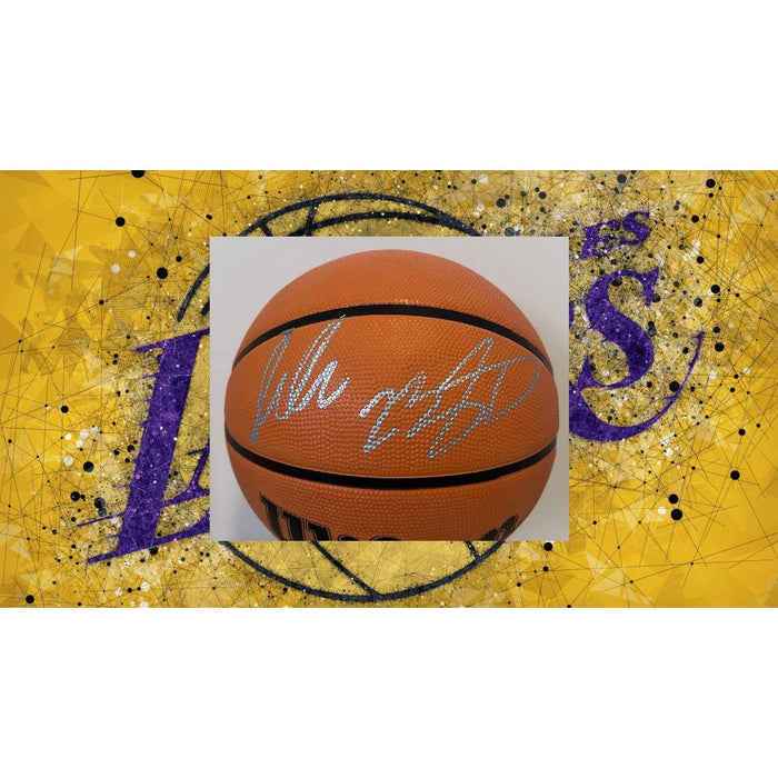 Luca Doncic and LeBron James Wilson NBA full size basketball signed with proof.