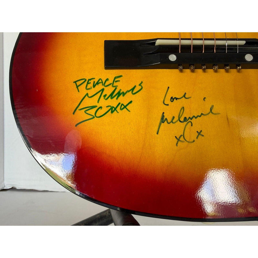 Spice Girls  Geri Halliwell Melanie Chisholm Victoria Beckham Melanie Brown and Emma Bunton vintage acoustic guitar signed with proof