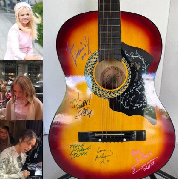 Spice Girls  Geri Halliwell Melanie Chisholm Victoria Beckham Melanie Brown and Emma Bunton vintage acoustic guitar signed with proof