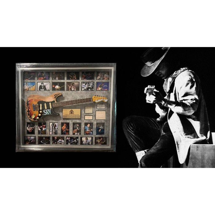 Guitarist Legends 33 signed Stevie Ray Vaughan Jimi Hendrix Chuck Berry Jimmy Page Eric Clapton 48x42 framed and signed