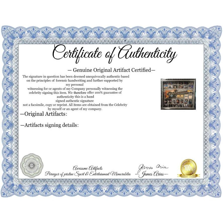 Guitarist Legends 33 signed Stevie Ray Vaughan Jimi Hendrix Chuck Berry Jimmy Page Eric Clapton 48x42 framed and signed.