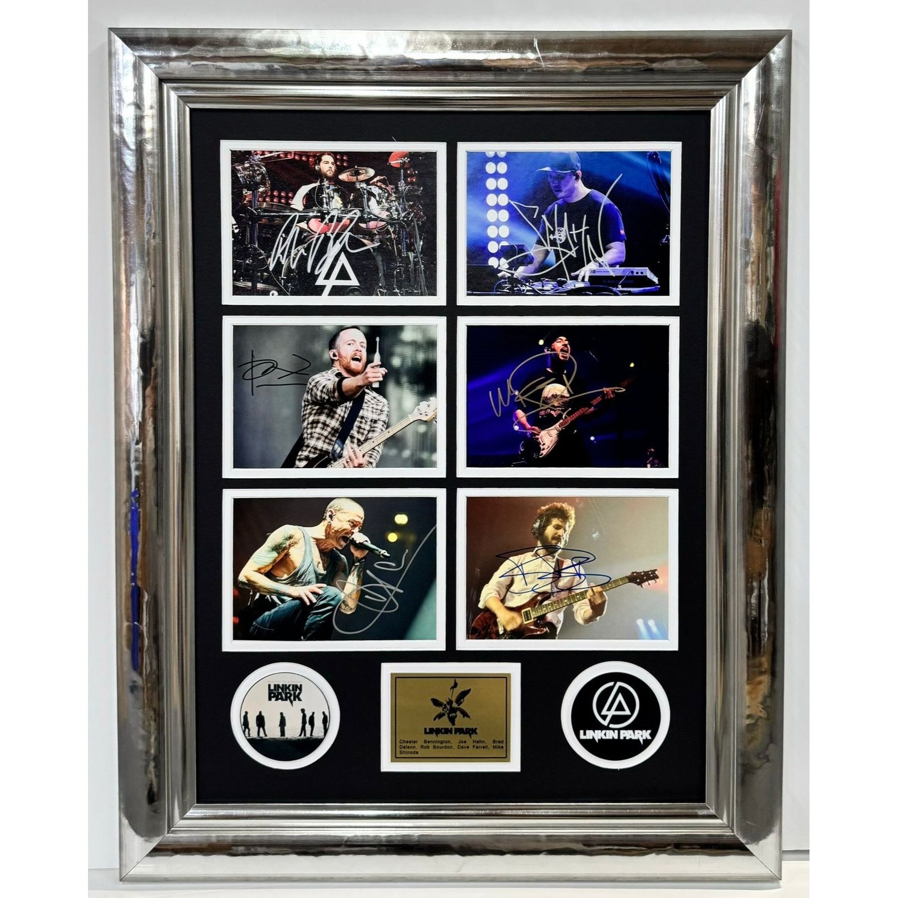 □Lindnerリンドナー□陶板画□木製額装□３枚セット□ Linkin Park Chester Bennington Mike Shinoda Brad Delson Joe Hahn Rob