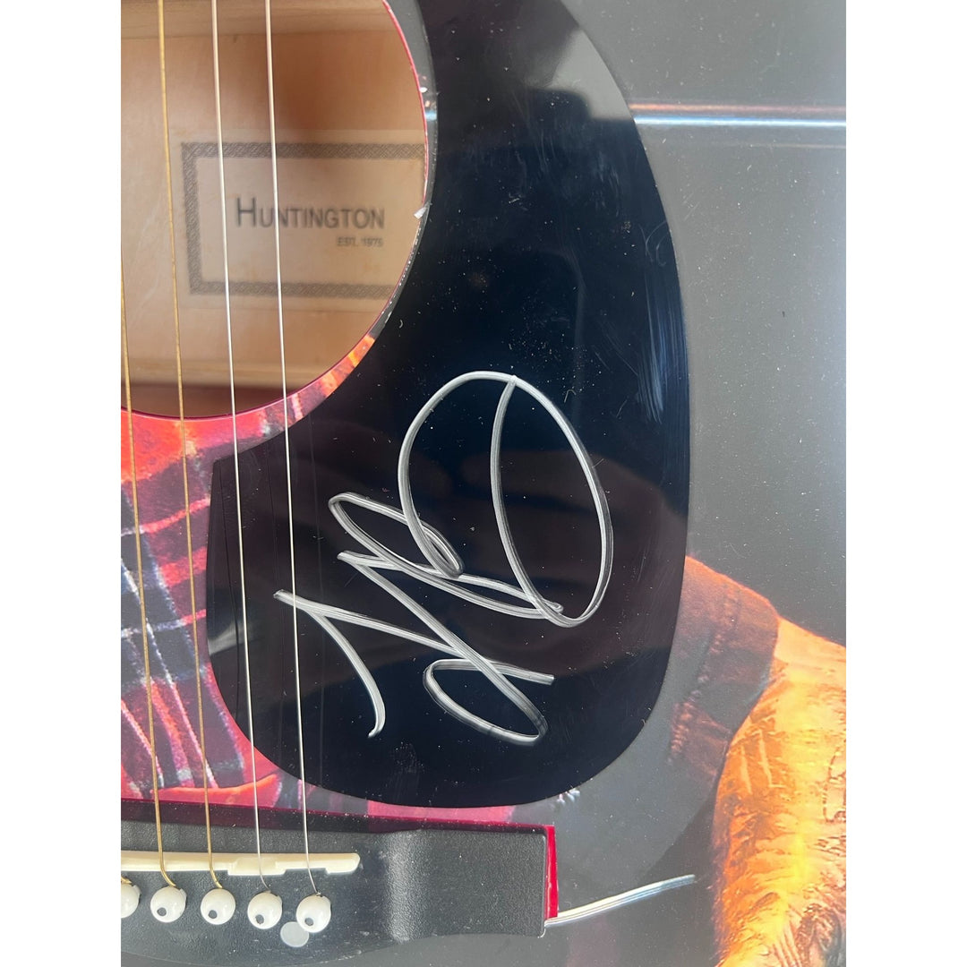 Justin Bieber Huntington Acoustic guitar signed with proof.