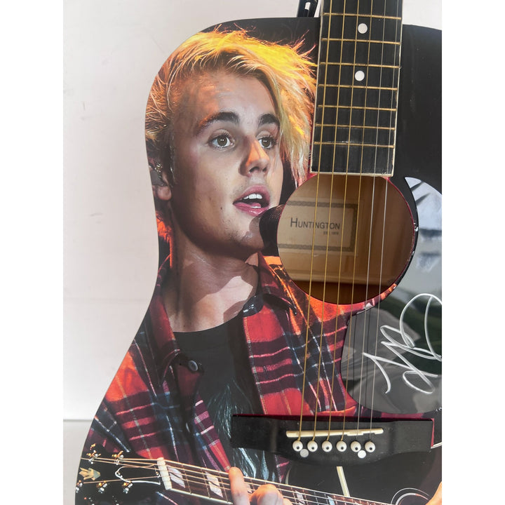 Justin Bieber Huntington Acoustic guitar signed with proof.