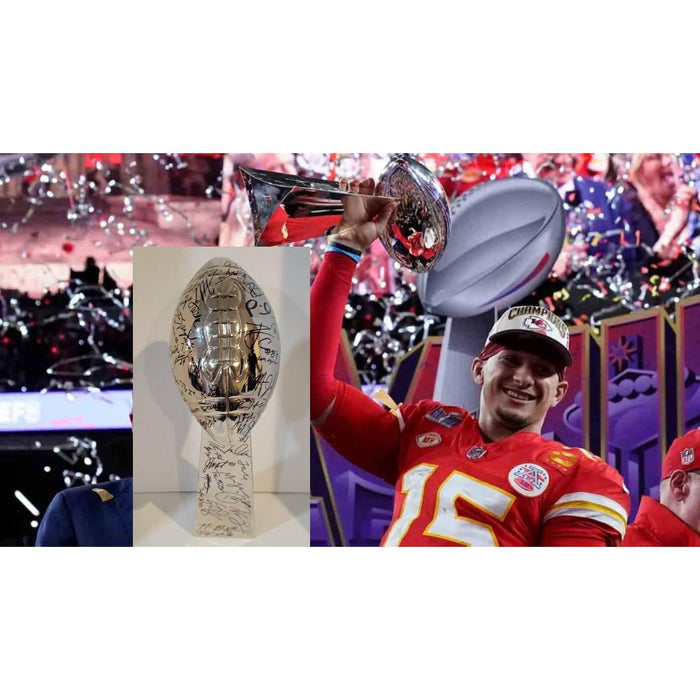 Kansas City Chiefs 2023-24 full size Lombardi trophy team signed with proof (40 plus sigs)