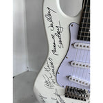 Load image into Gallery viewer, The Monkees Michael Nesmith, Peter Tork, Micky Dolenz, and Davey Jones full size Stratocaster electric guitar signed with proof
