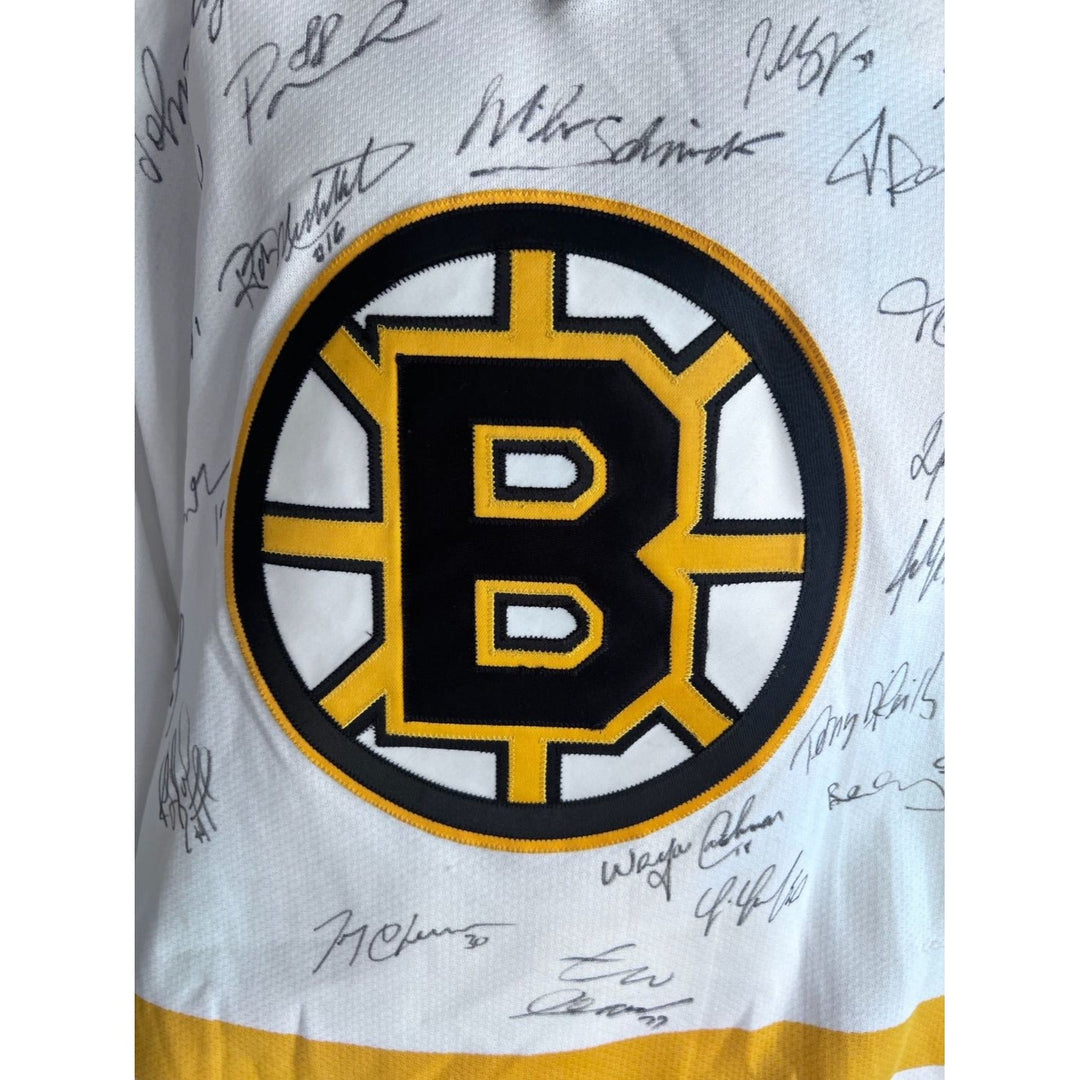 Boston Bruins game model Jersey all-time great signed Milt Schmidt Johnny Bucyik Ray Bourque Bobby Orr Phil Esposito Awesome Artifacts