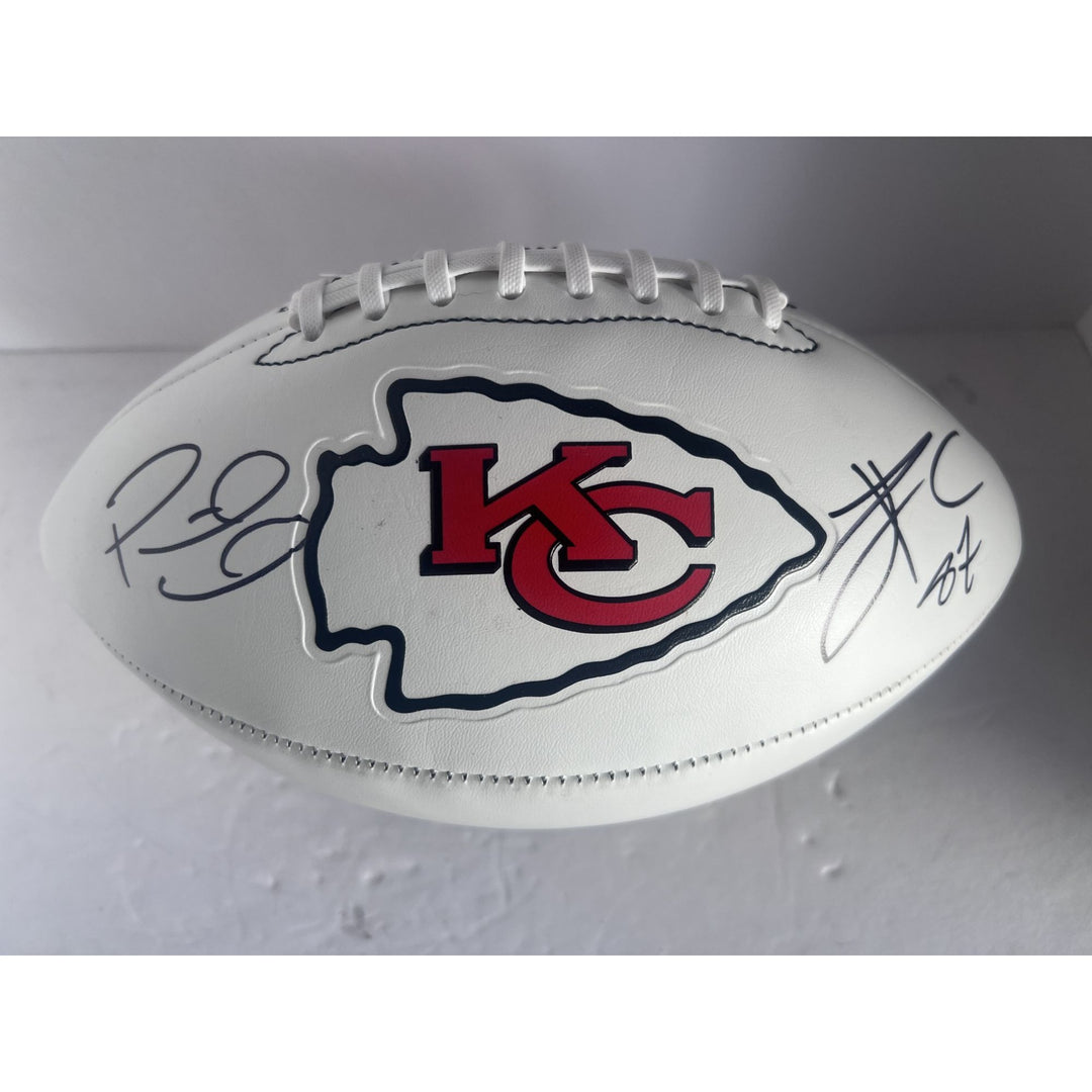 Kansas City Chiefs Patrick Mahomes and Travis Kelce full sixe football signed with proof