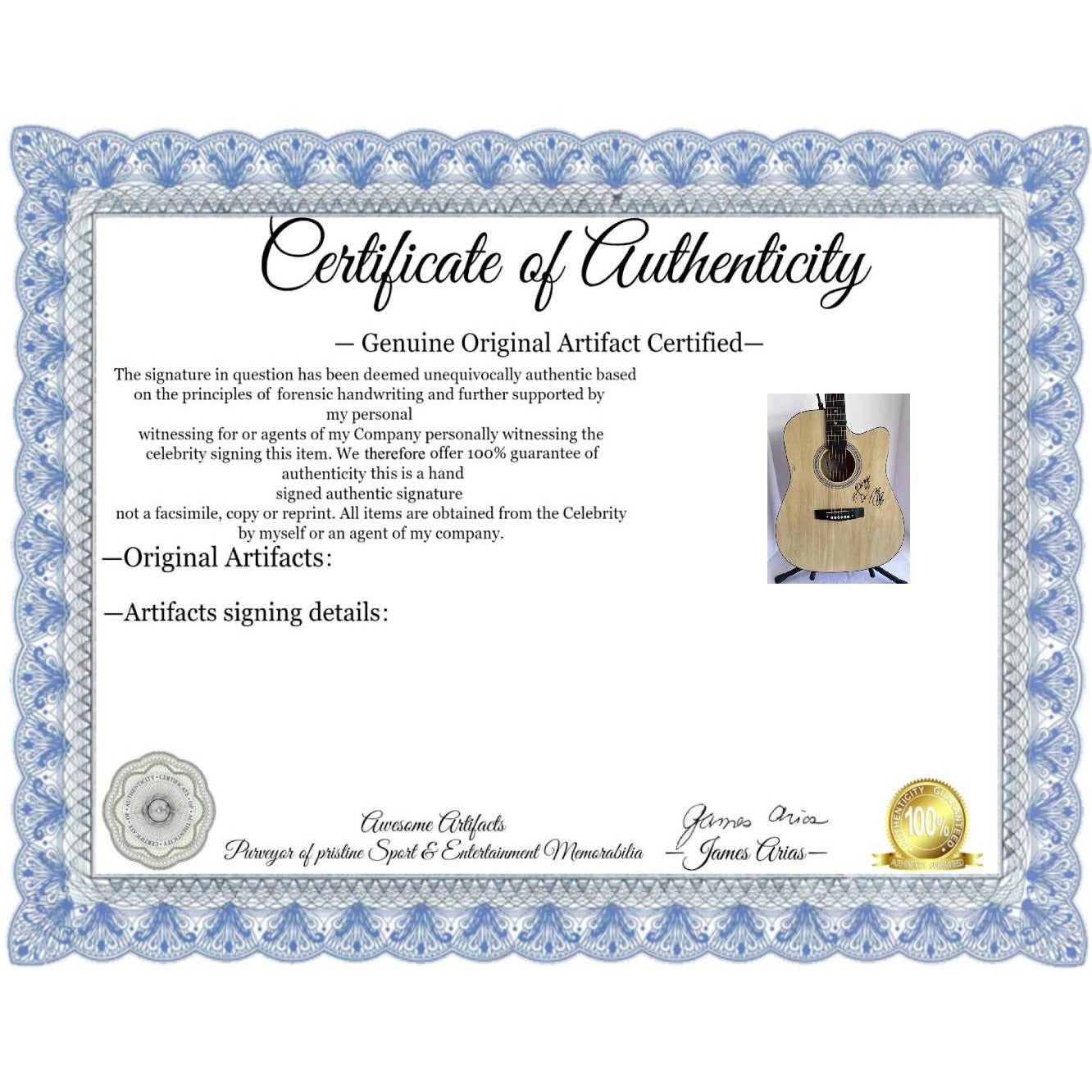 Post Malone" Austin Richard  signed and sketched one of a kind full size acoustic guitar signed with proof