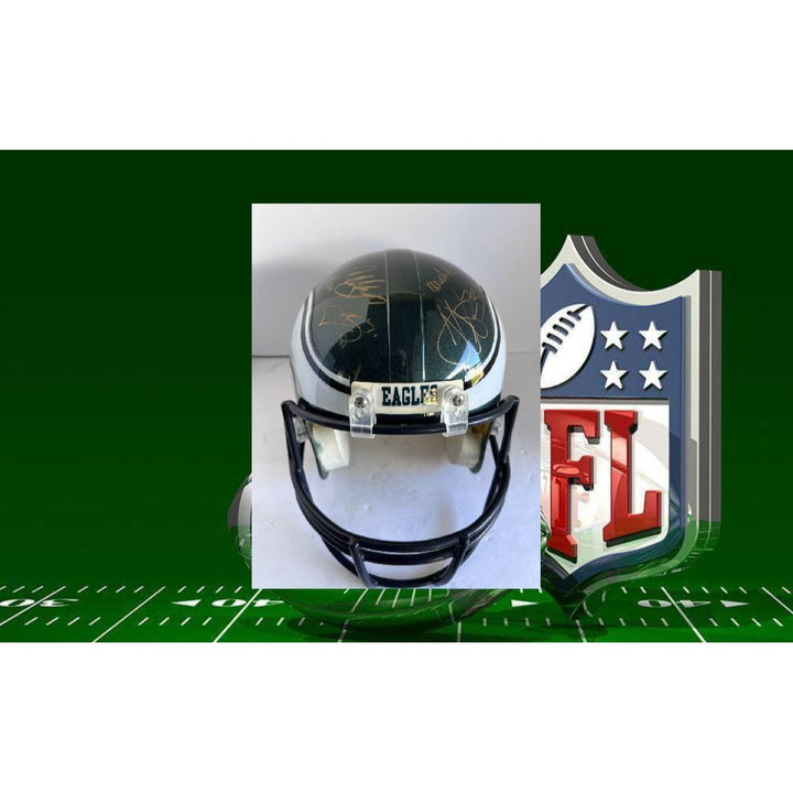 Philadelphia Eagles all time greats Randall Cunningham Ron Jaworski Dick Vermeil Harold Carmichael Eric Allen Riddell speed full size helmet