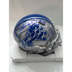 Detroit Lions mini helmet Aidan Hutchinson Amon-Ra St. Brown Dan Campbell & Jared Goff signed with proof