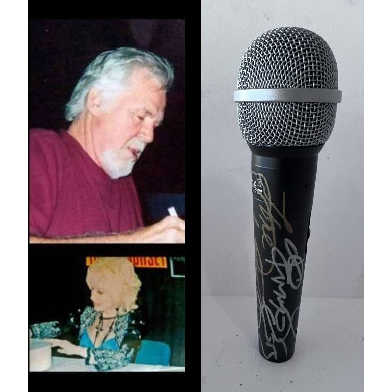 Dolly Parton and Kenny Rogers microphone signed with proof