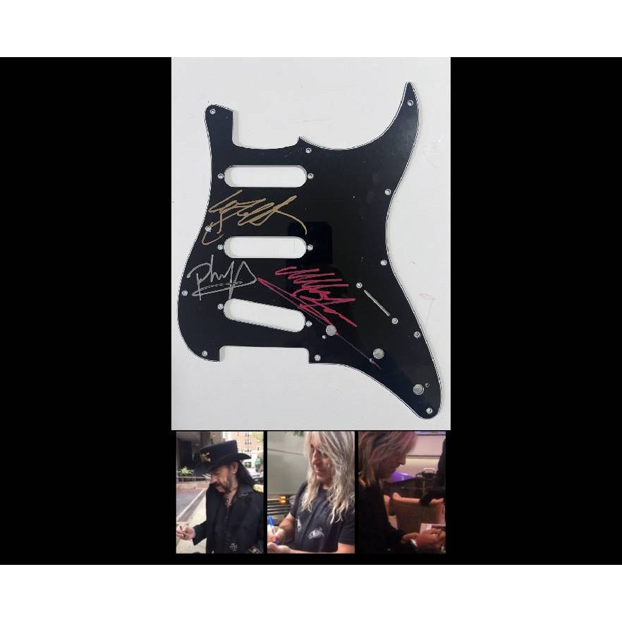 Lemmy Kilmister Motorhead band signed guitar pickguard with proof