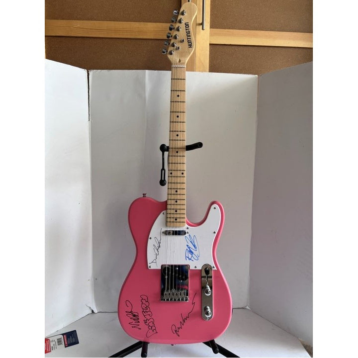 Pink Floyd Roger Waters David Gilmour Richard Wright Nick Mason pink Telecaster guitar signed with proof