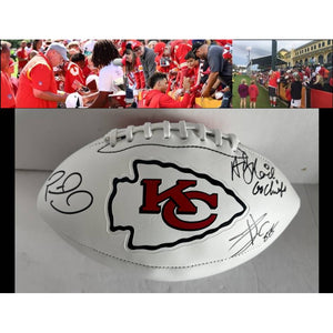 Kansas City Chiefs Patrick Mahomes, Andy Ried, Travis Kelce full-size football signed with proof