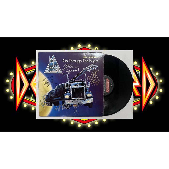 Rick Savage Vivian Campbell Rick Allen Def Leppard On Through The Night  LP signed with proof