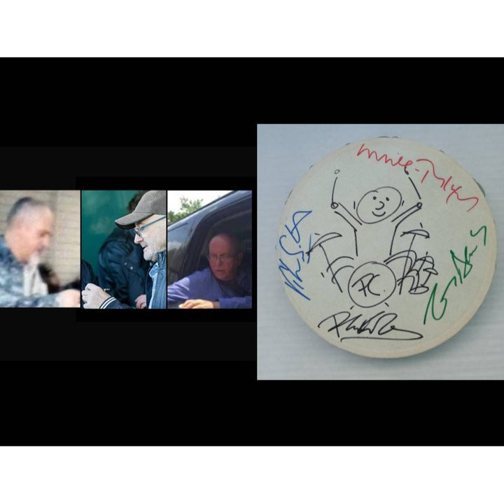 Phil Collins Peter Gabriel Tony Banks Mike Rutherford Genesis 10 inch tambourine signed with proof