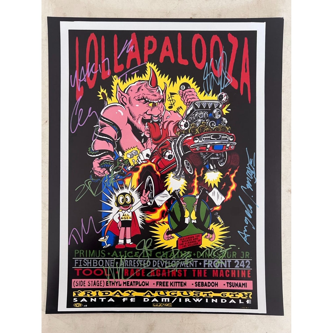 Alice in Chains Jerry Cantrell Tool Maynard James Keenan RATM Tom Morello Zack de la Rocha and Primus 16x20 Lollapalooza 1993 photo signed