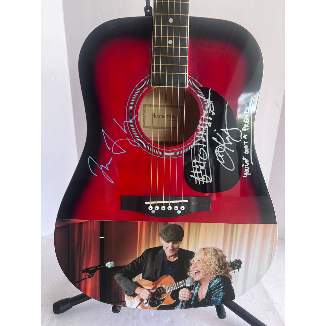 James Taylor and Carole King full size acoustic guitar signed with proof