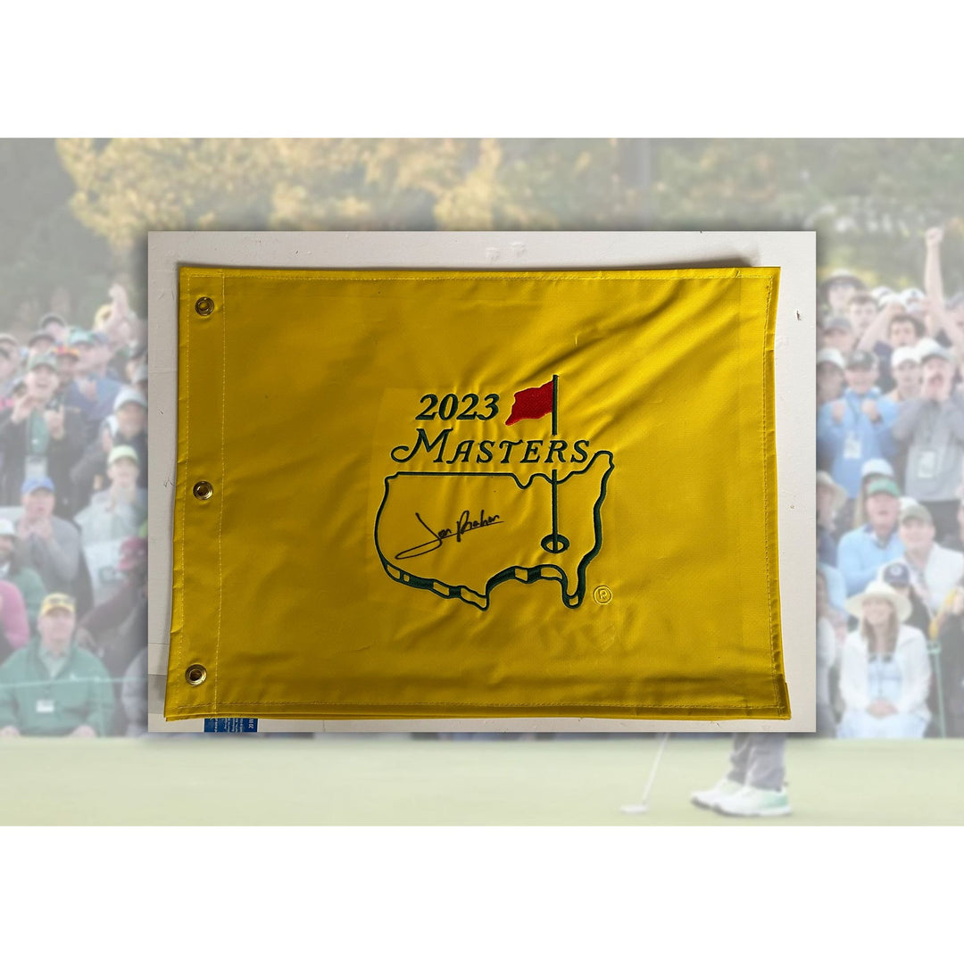 Jon Rahm 2023 Masters embroidered golf pin Flag signed with proof