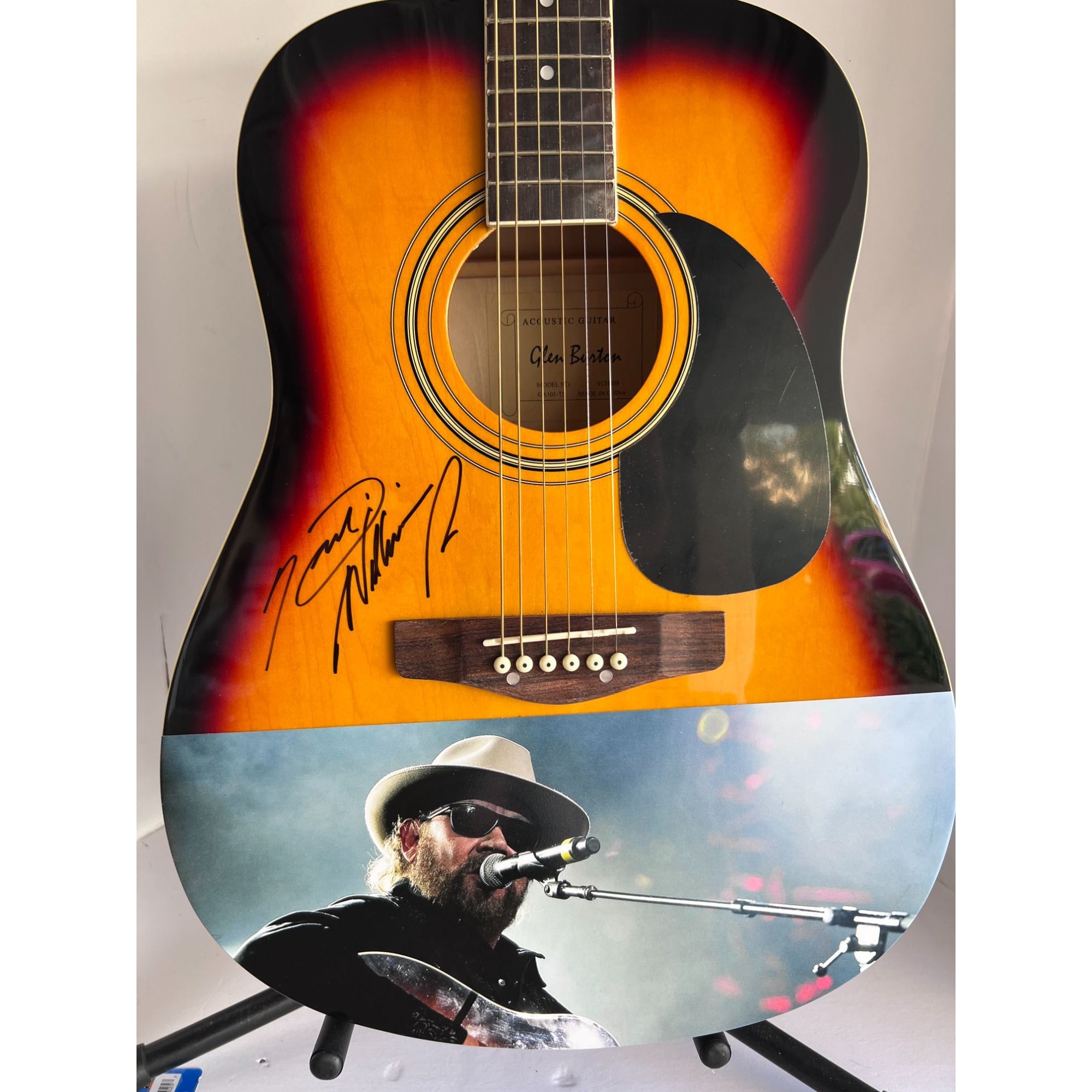 Hank Williams Jr acoustic guitar signed with proof