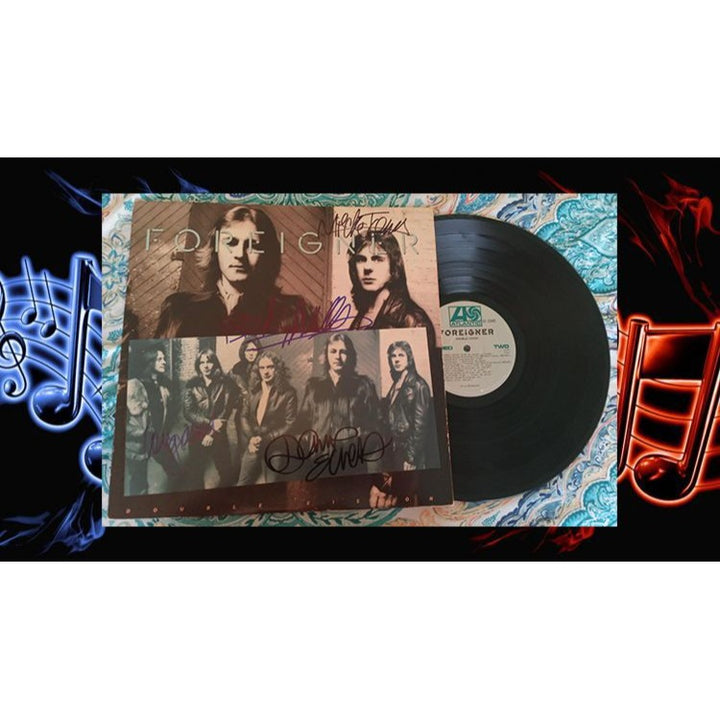 Foreigner double vision Lou Gramm Mick Jones Dennis Elliott LP signed