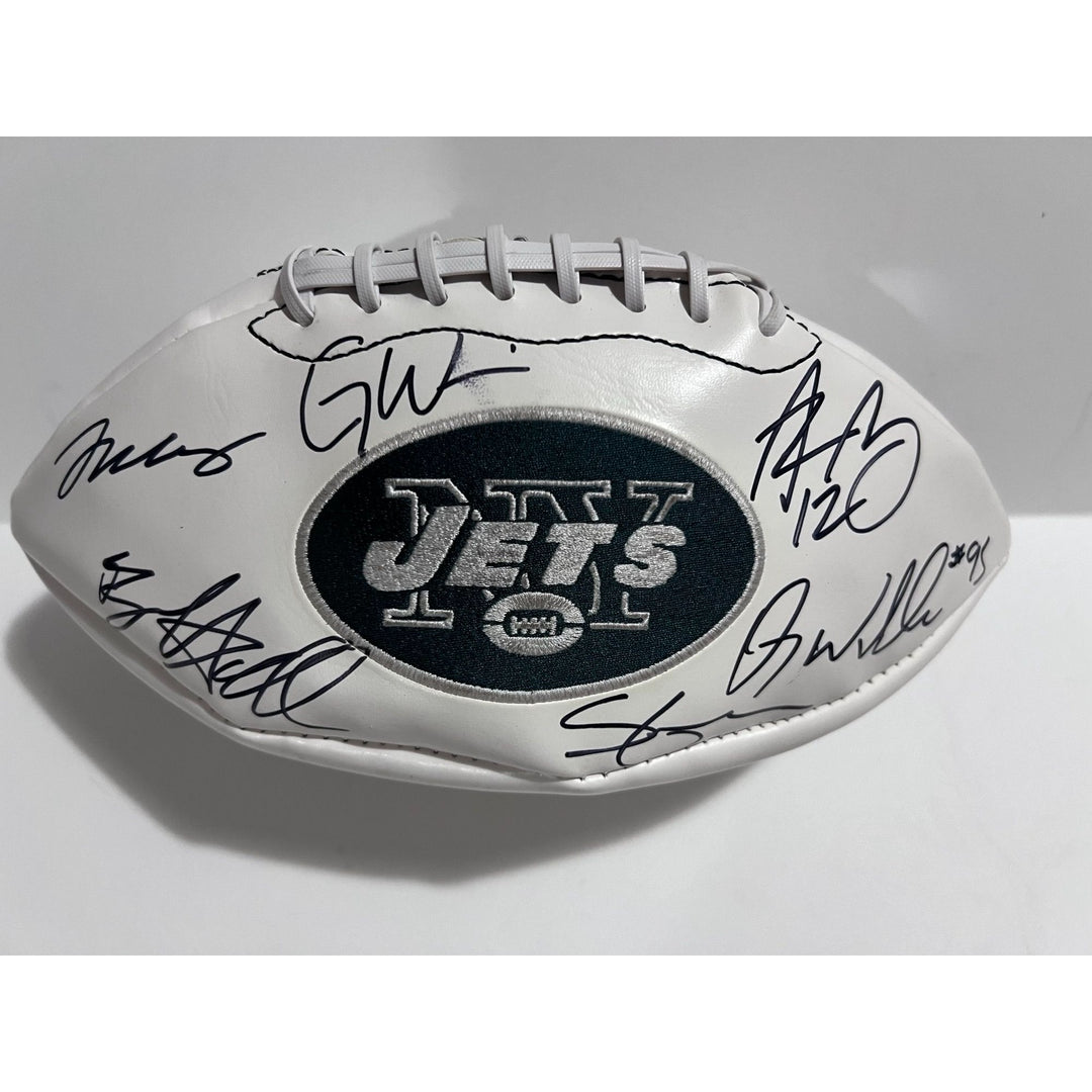  New York Jets Aaron Rodgers Garrett Wilson Bryce Hall Sauce Gardner Quincy Williams full size football signed