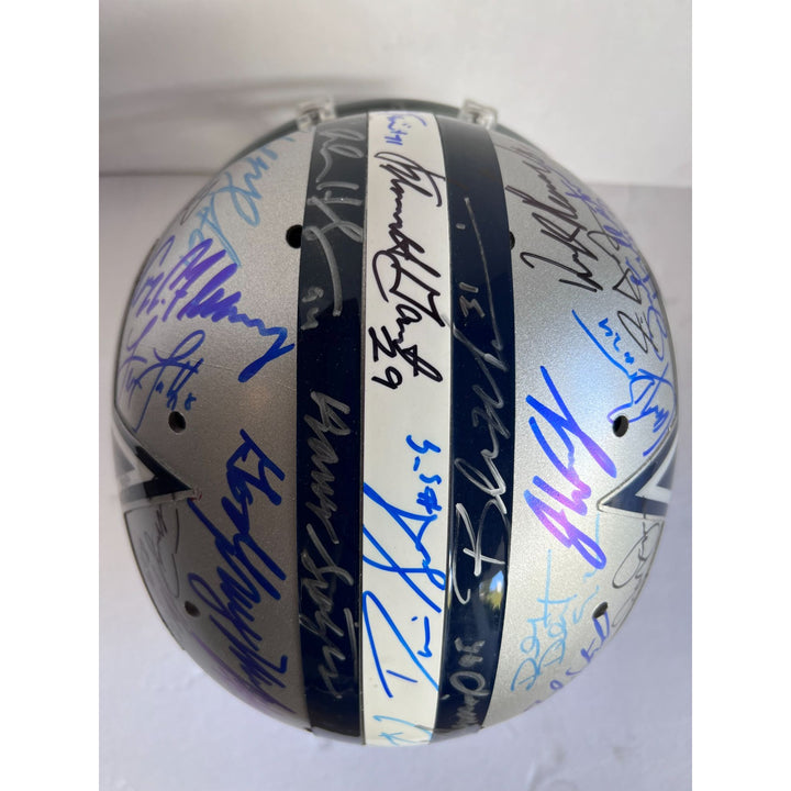 Dallas Cowboys Emmitt Smith Troy Aikman Michael Irvin Jerry Jones Barry Switzer Super Bowl championship team signed pro helmet with proof