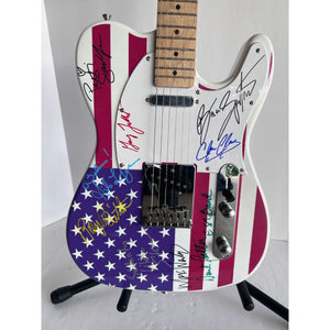 Bruce Springsteen Clarence Clemons Roy Bittan Patty Scialfa and the E Street Band full size American flag electric guitar signed with proof