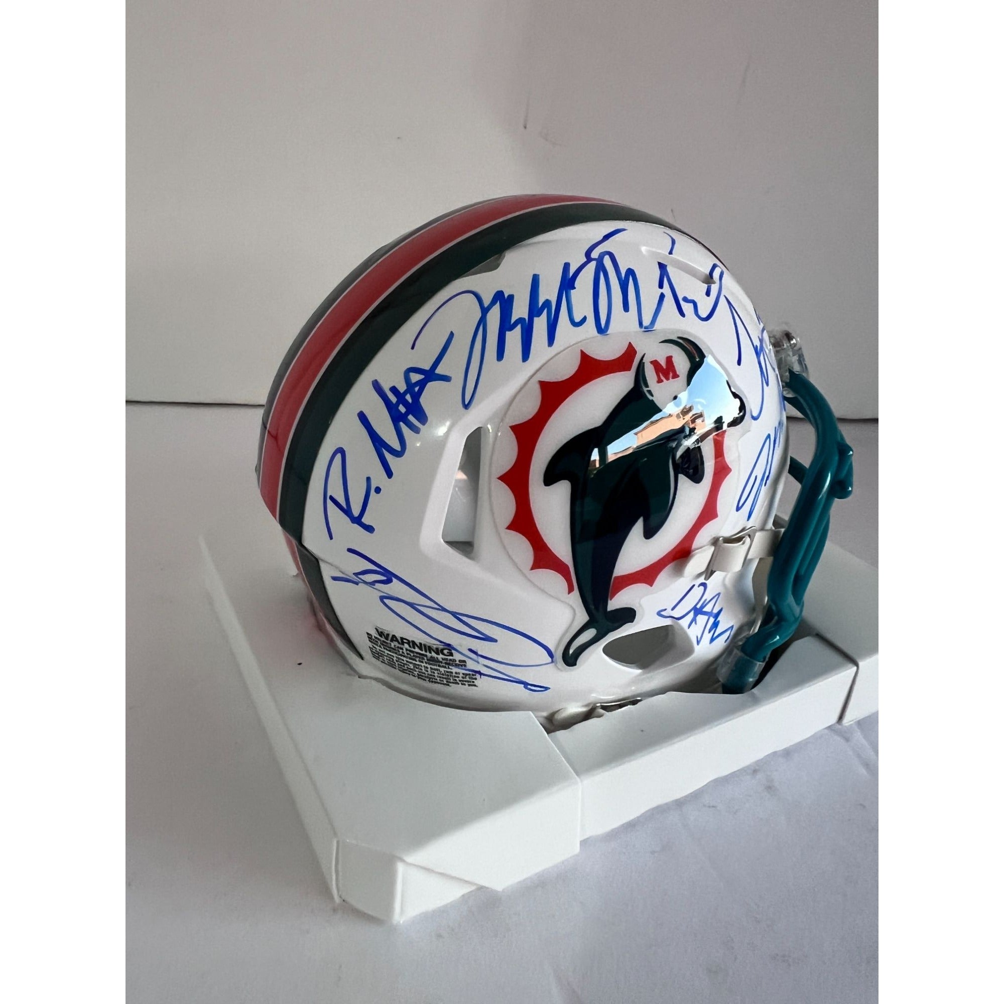 Miami Dolphins Tyreek Hill Jason Waddle Riddell mini helmet signed with proof