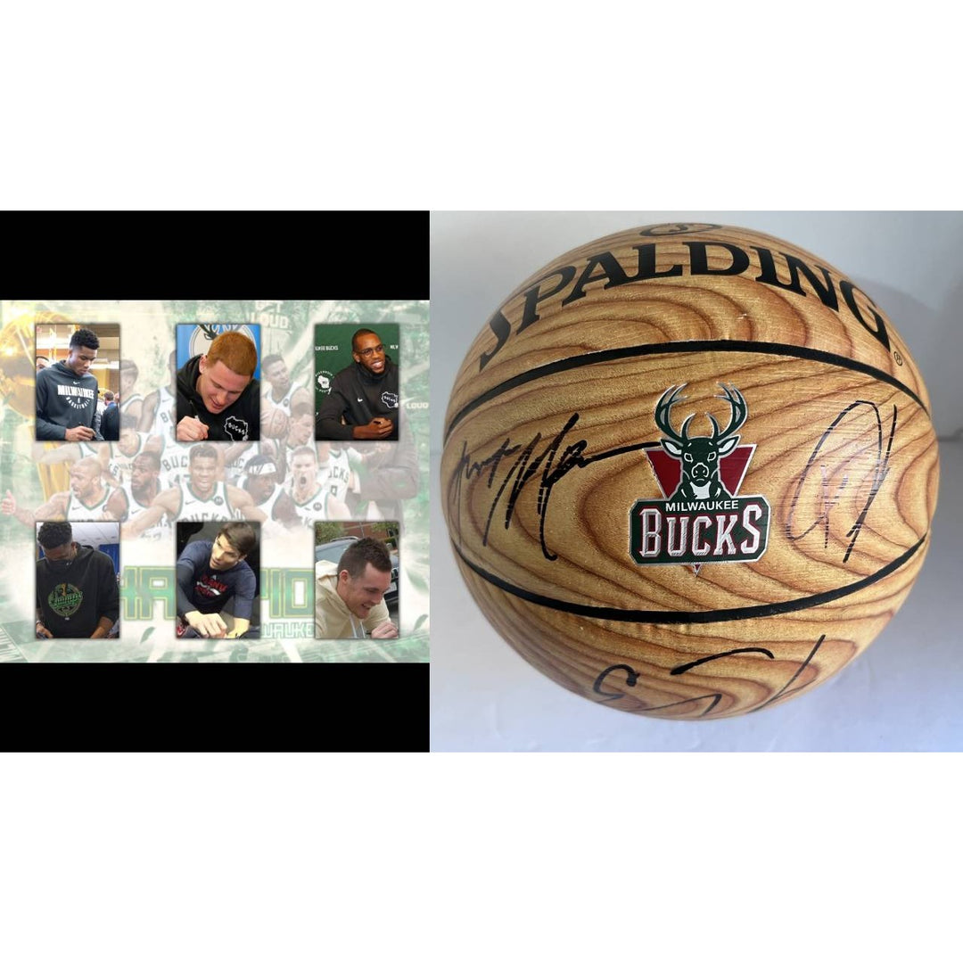 Milwaukee Bucks NBA champions team signed basketball with proof