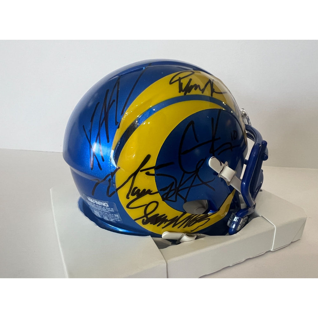 Los Angeles Rams Sean McVay, Mathew Stafford, Cooper Kupp, Kyren Williams, Tutu Atwell, Puka Nacua mini helmet signed with proof