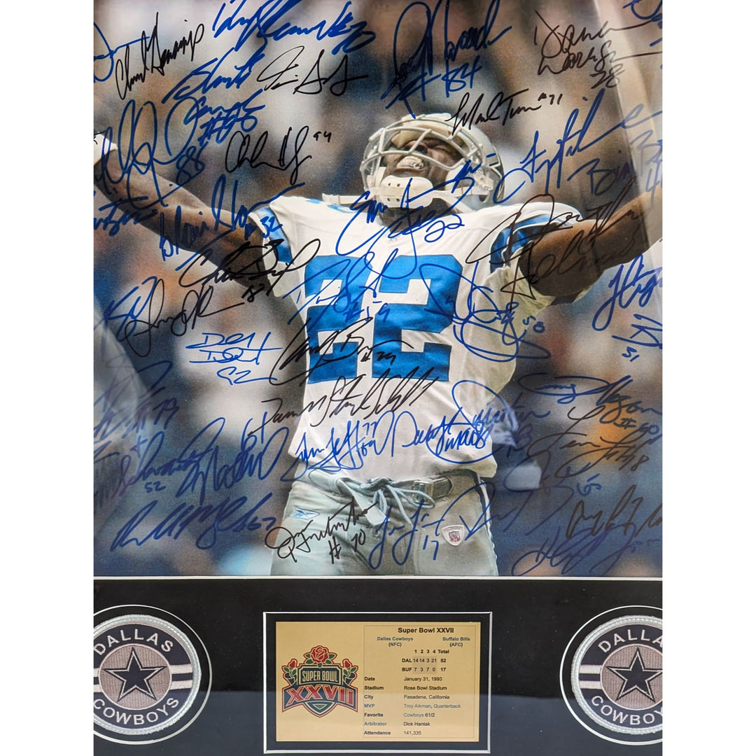 Dallas Cowboys 1992-93 Super Bowl champions team signed photo with proof