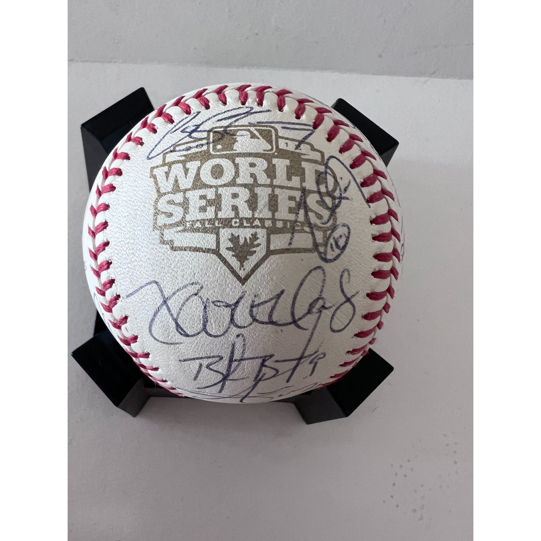 Buster Posey Bruce Bochy Tim Lincecum 2012 San Francisco Giants World Series champions team signed Rawlings commemorative baseball with proo