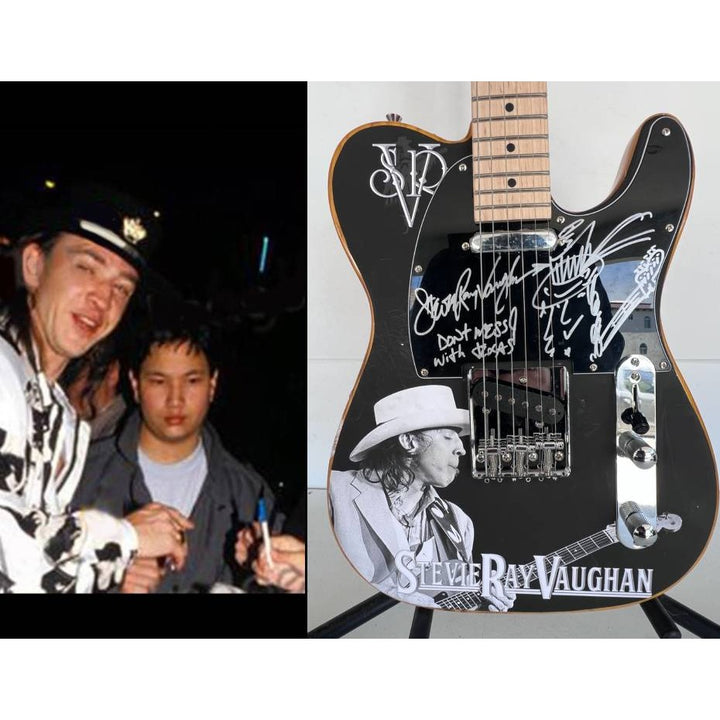 Stevie Ray Vaughan signed one of a kind full size electric guitar signed with proof.