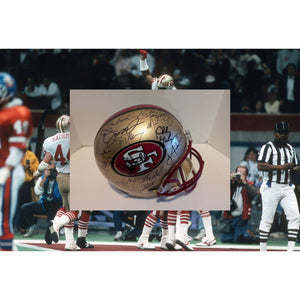 Joe Montana Jerry Rice Roger Craig Super Bowl champions full size riddell helmet signed with proof