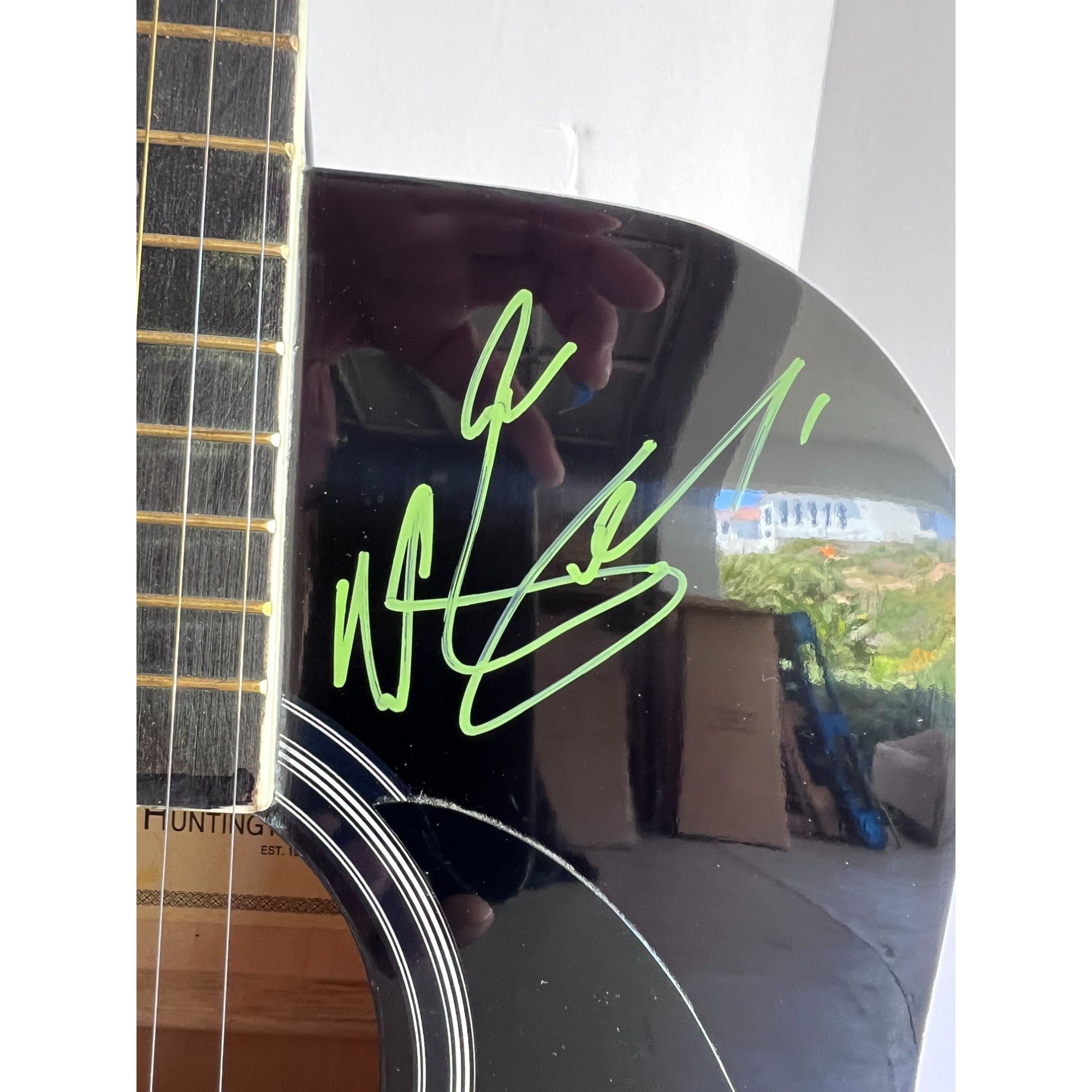 Johnny Cash Waylon Jennings Willie Nelson with Sketch Kris Kristofferson The Highwaymen full size acoustic guitar signed with proof